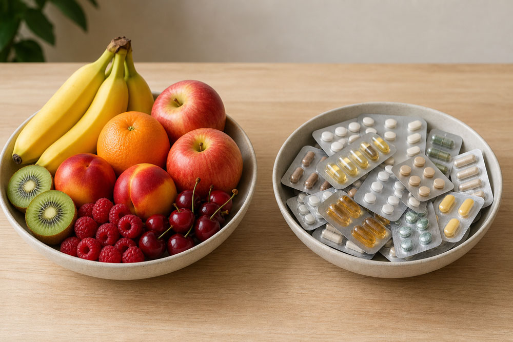 Obst und NEM auf einem Tisch