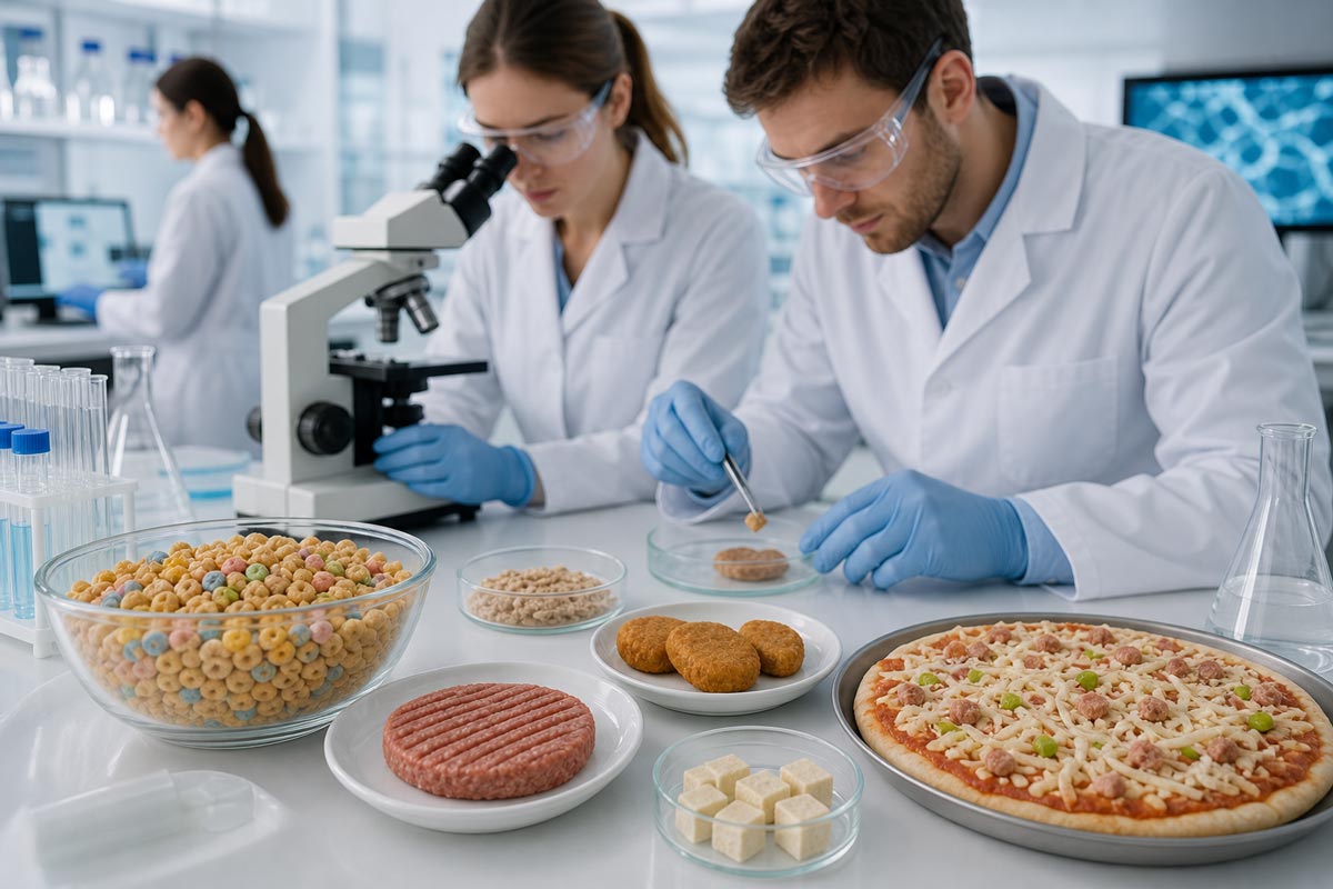 wissenschaftler untersuchen lebensmittel