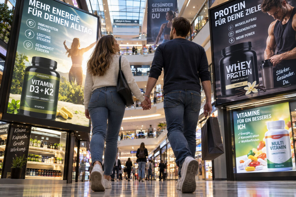 Paar geht durch ein Einkaufscenter